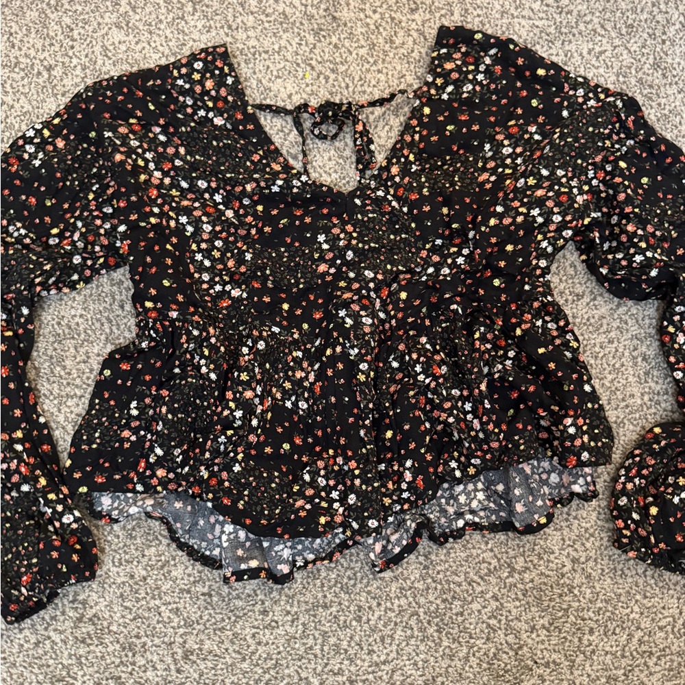 Floral Black Women's Babydoll Top